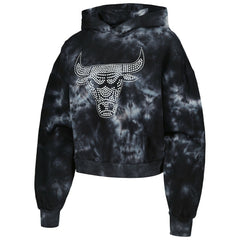 Chicago Bulls The Wild Collective Women's Tie-Dye Cropped Pullover Hoodie Black - NBA