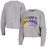 Los Angeles Lakers The Wild Collective Women's Band Cropped Long Sleeve T-Shirt Gray - NBA