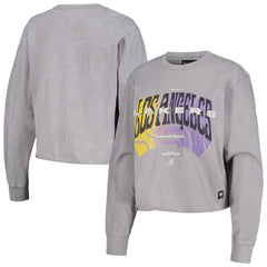 Los Angeles Lakers The Wild Collective Women's Band Cropped Long Sleeve T-Shirt Gray - NBA