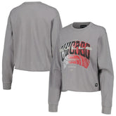 Chicago Bulls The Wild Collective Women's Band Cropped Long Sleeve T-Shirt Gray - NBA
