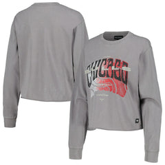 Chicago Bulls The Wild Collective Women's Band Cropped Long Sleeve T-Shirt Gray - NBA