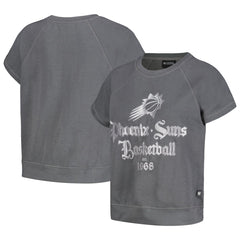 Phoenix Suns The Wild Collective Women's Embroidered Fleece Raglan Short Sleeve Pullover Sweatshirt Gray - NBA
