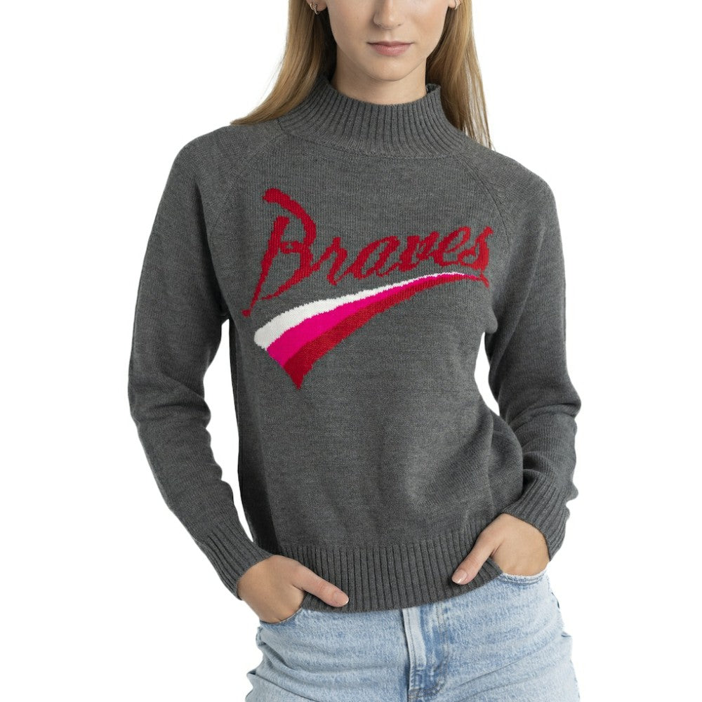 Atlanta Braves Lusso Women's Serena Raglan Pullover Sweater - MLB