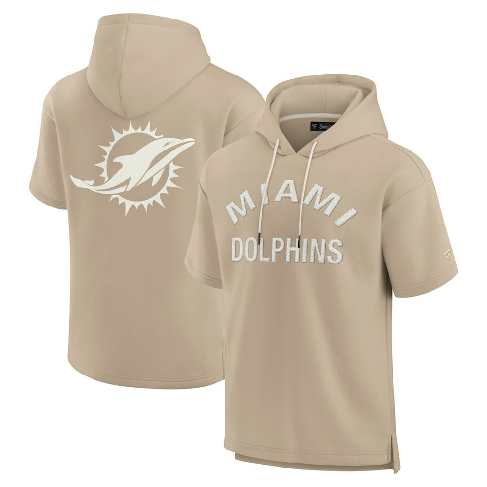 Miami Dolphins Unisex Elements Super Soft Fleece Short Sleeve Pullover Hoodie Khaki | Fanatics