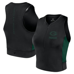 Green Bay Packers Women's Studio Fitted Gym Tank Top Black | Fanatics