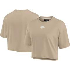 Kansas City Chiefs Women's Elements Super Soft Boxy Cropped T-Shirt Khaki | Fanatics