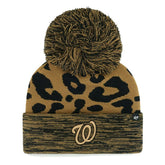 Washington Nationals '47 Women's Leopard Rosette Cuffed Knit Hat with Pom Hats - MLB