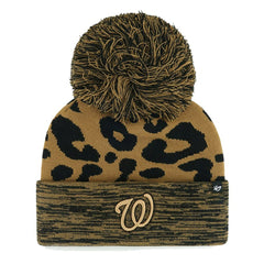 Washington Nationals '47 Women's Leopard Rosette Cuffed Knit Hat with Pom Hats - MLB