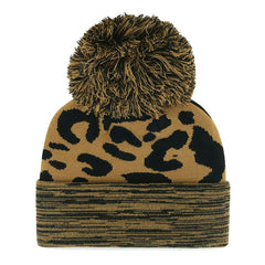 Washington Nationals '47 Women's Leopard Rosette Cuffed Knit Hat with Pom Hats - MLB