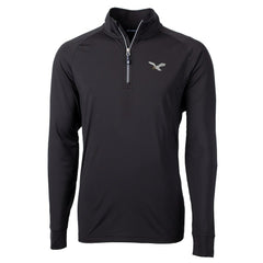 Philadelphia Eagles Cutter & Buck Gridiron Classics Big & Tall Adapt Eco Knit Stretch Recycled Quarter-Zip Pullover Top Black | NFL