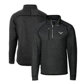 Philadelphia Eagles Cutter & Buck Gridiron Classics Big & Tall Mainsail Sweater-Knit Half-Zip Pullover Jacket Heather Gray | NFL
