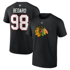 Connor Bedard Chicago Blackhawks Fanatics Authentic Stack Name & Number T-Shirt - Black - NHL