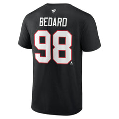 Connor Bedard Chicago Blackhawks Fanatics Authentic Stack Name & Number T-Shirt - Black - NHL