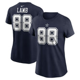 CeeDee Lamb Dallas Cowboys Women's Player Name & Number T-Shirt Navy | Nike for Sale