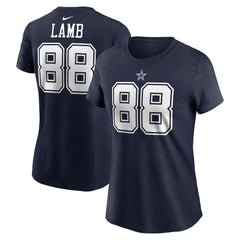 CeeDee Lamb Dallas Cowboys Women's Player Name & Number T-Shirt Navy | Nike for Sale