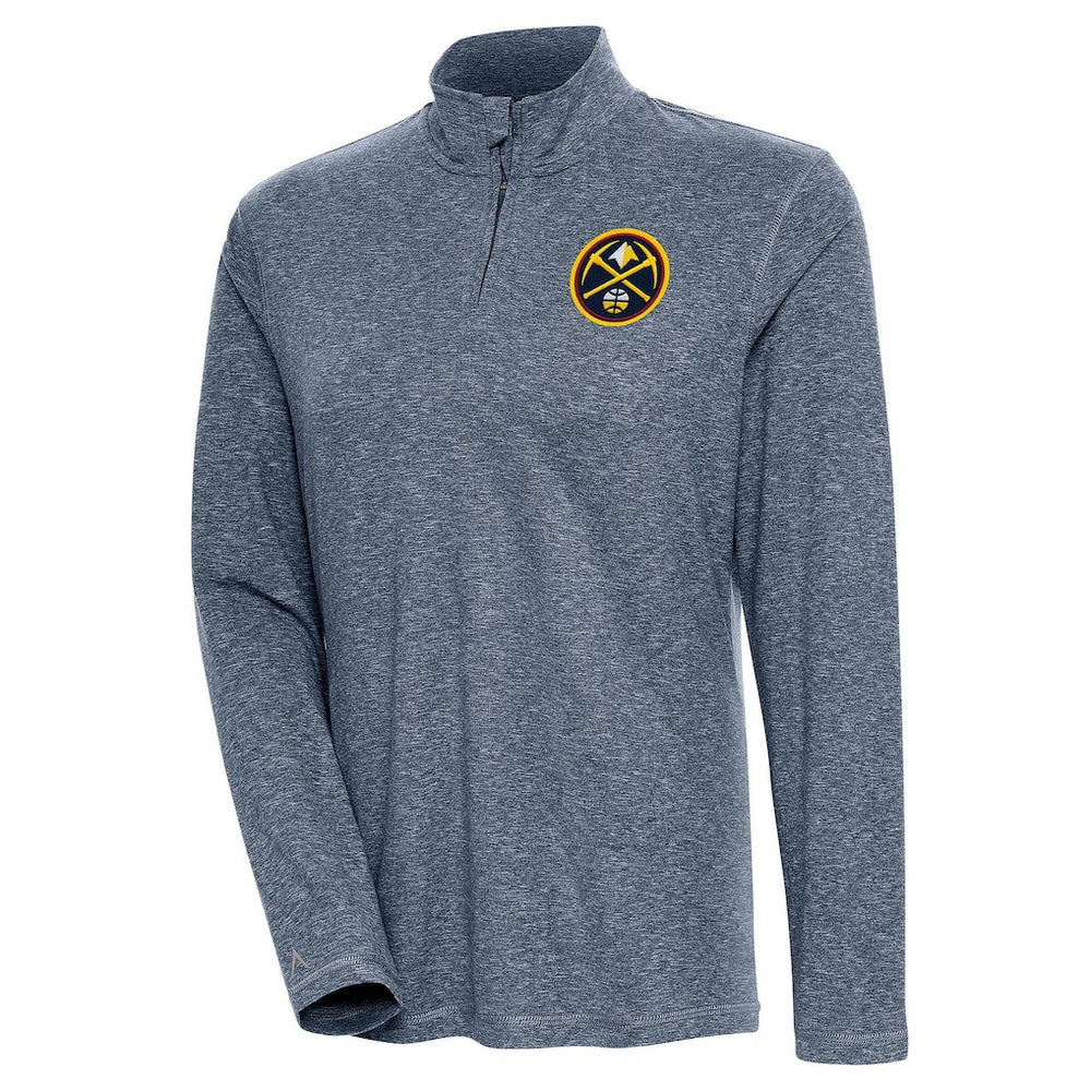 Denver Nuggets Antigua Women's Confront Quarter-Zip Pullover Top Heather Navy - NBA
