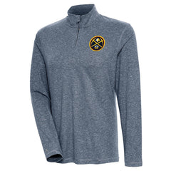 Denver Nuggets Antigua Women's Confront Quarter-Zip Pullover Top Heather Navy - NBA