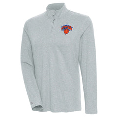 New York Knicks Antigua Women's Confront Quarter-Zip Pullover Top Heather Gray - NBA