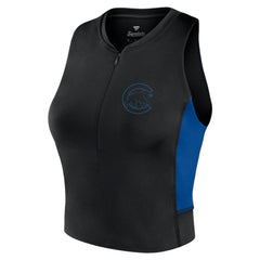 Chicago Cubs Fanatics Women's Studio Half-Zip Fitted Gym Tank Top - MLB