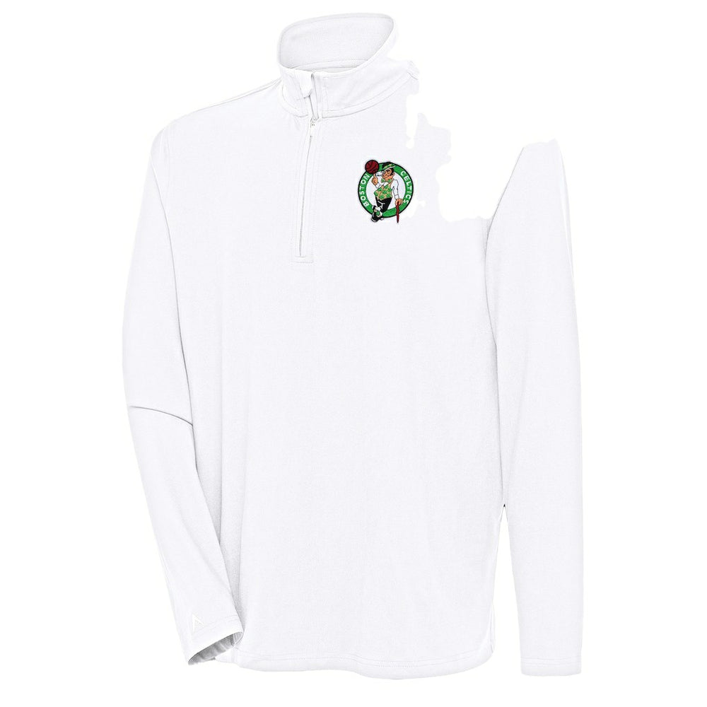 Boston Celtics Antigua Hunk Quarter-Zip Pullover Top White - NBA