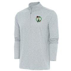 Boston Celtics Antigua Hunk Quarter-Zip Pullover Top Heather Gray - NBA