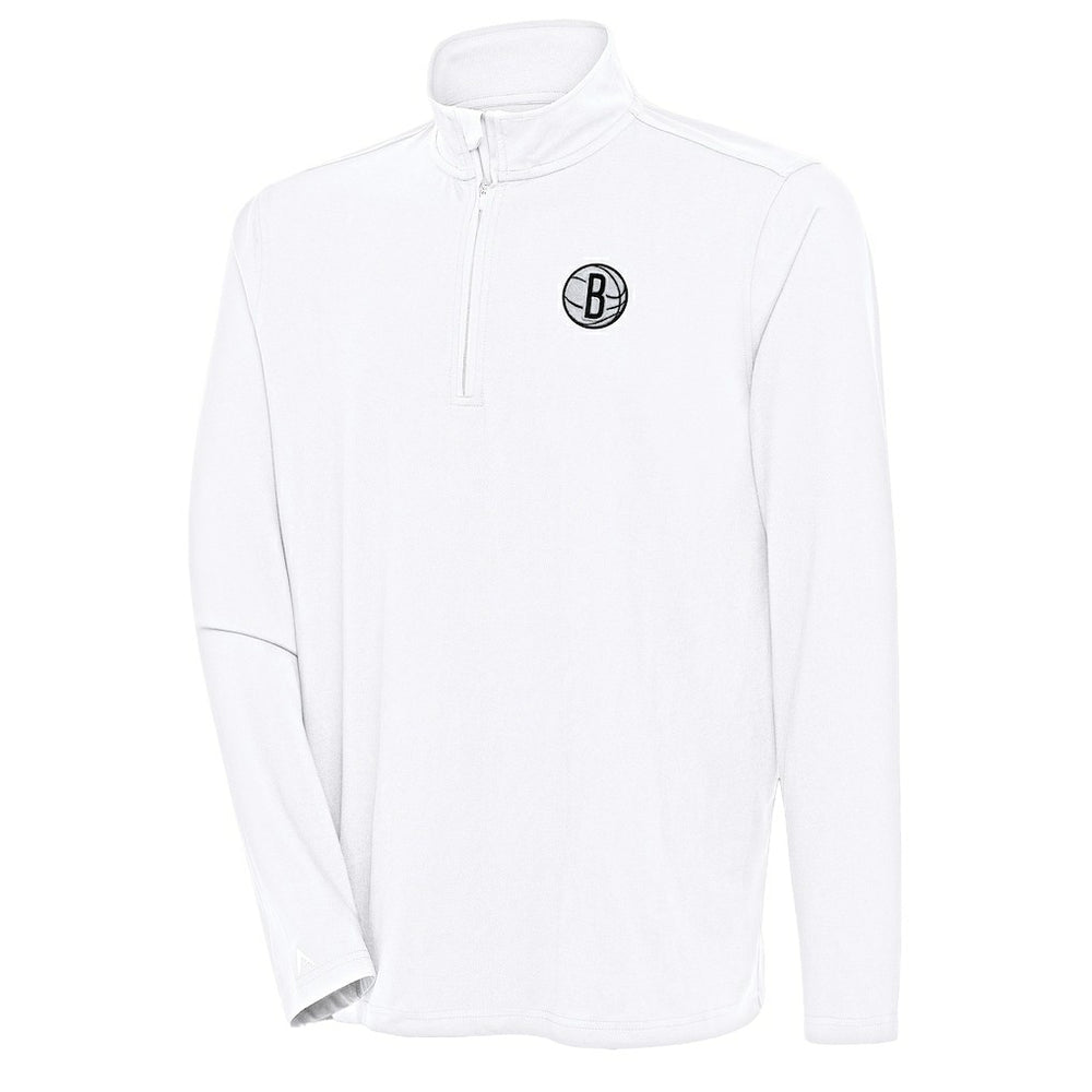 Brooklyn Nets Antigua Hunk Quarter-Zip Pullover Top White - NBA
