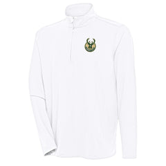 Milwaukee Bucks Antigua Hunk Quarter-Zip Pullover Top White - NBA