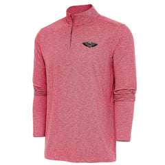 New Orleans Pelicans Antigua Hunk Quarter-Zip Pullover Top Heather Red - NBA