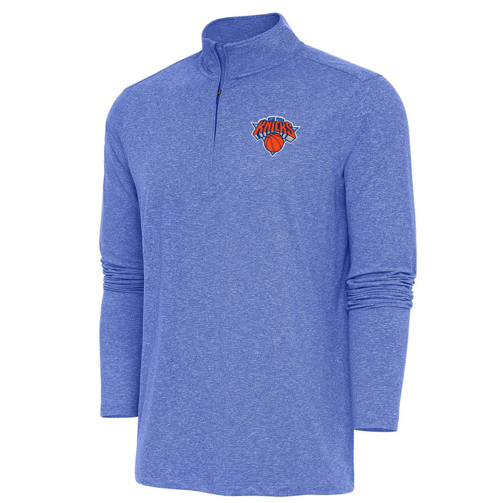 New York Knicks Antigua Hunk Quarter-Zip Pullover Top Heather Royal - NBA