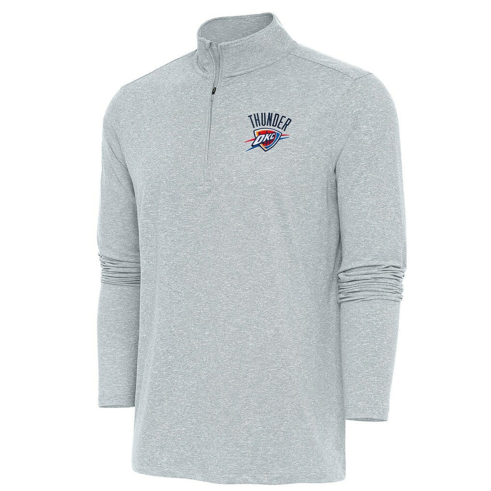 Oklahoma City Thunder Antigua Hunk Quarter-Zip Pullover Top Heather Gray - NBA