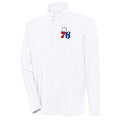 Philadelphia 76ers Antigua Hunk Quarter-Zip Pullover Top White - NBA