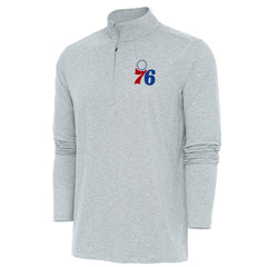 Philadelphia 76ers Antigua Hunk Quarter-Zip Pullover Top Heather Gray - NBA