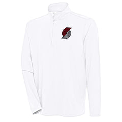 Portland Trail Blazers Antigua Hunk Quarter-Zip Pullover Top White - NBA