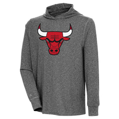 Chicago Bulls Antigua Saga Long Sleeve Hoodie T-Shirt Heather Black - NBA