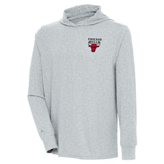 Chicago Bulls Antigua Saga Long Sleeve Hoodie T-Shirt Heather Gray - NBA