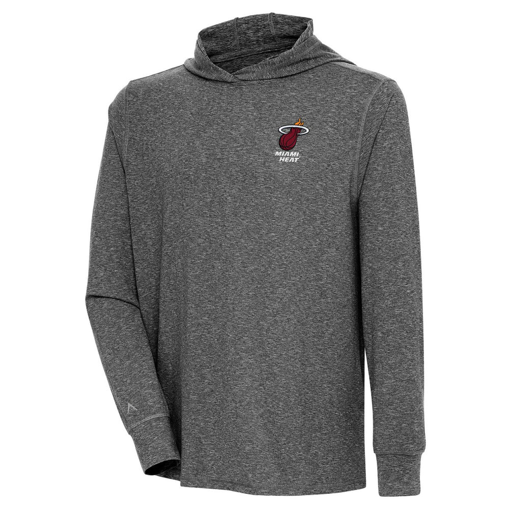 Miami Heat Antigua Saga Long Sleeve Hoodie T-Shirt Heather Black - NBA