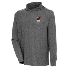 Miami Heat Antigua Saga Long Sleeve Hoodie T-Shirt Heather Black - NBA