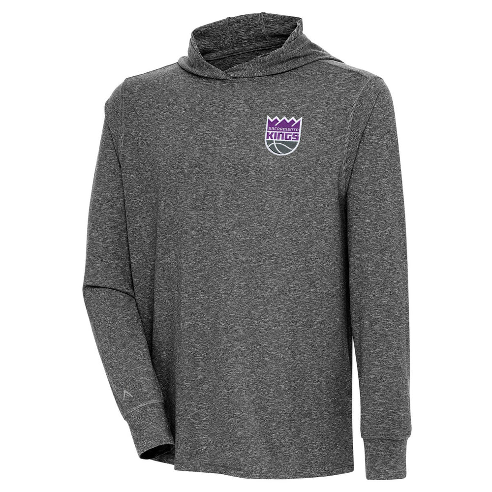 Sacramento Kings Antigua Saga Long Sleeve Hoodie T-Shirt Heather Black - NBA