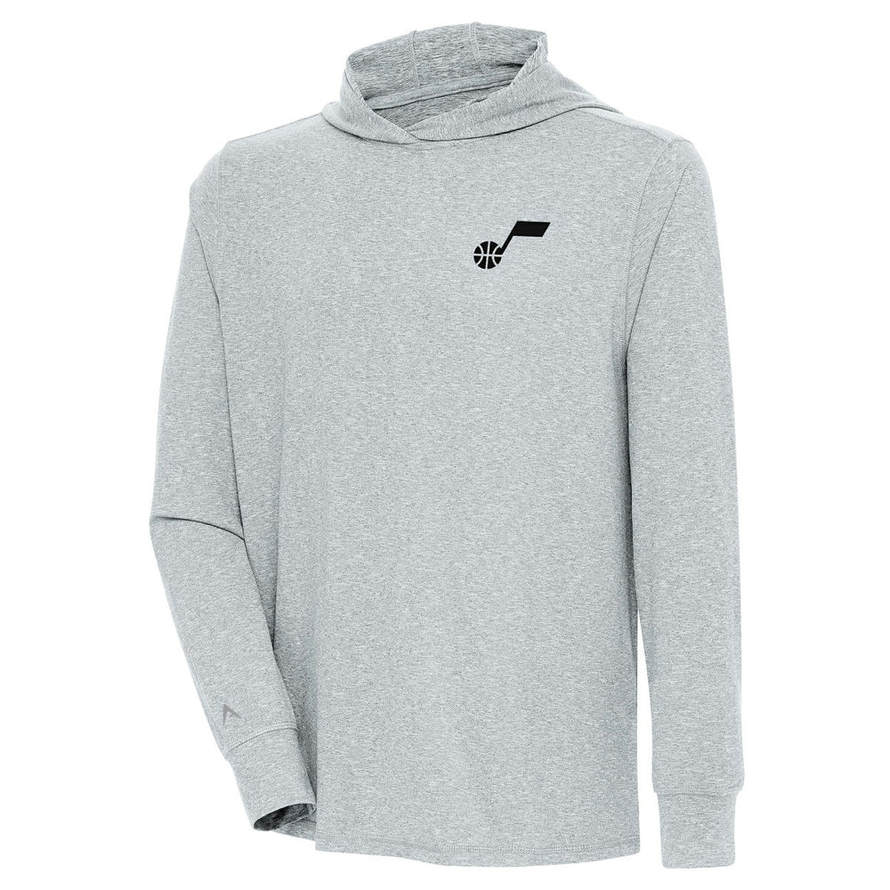 Utah Jazz Antigua Saga Long Sleeve Hoodie T-Shirt Heather Gray - NBA