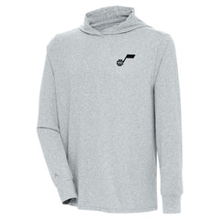 Utah Jazz Antigua Saga Long Sleeve Hoodie T-Shirt Heather Gray - NBA