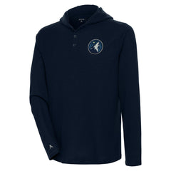 Minnesota Timberwolves Antigua Strong Hold Long Sleeve Henley Hoodie T-Shirt Navy - NBA
