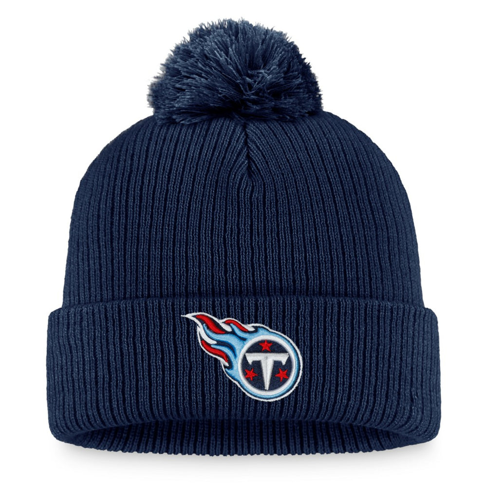Tennessee Titans Women's Logo Cuffed Knit Hat with Pom Navy | Fanatics