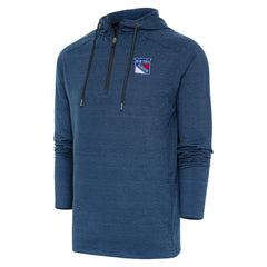 New York Rangers Antigua Spikes Raglan Quarter-Zip Hoodie - Heather Navy - NHL