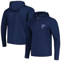 St. Louis Blues Antigua Spikes Raglan Quarter-Zip Hoodie - Heather Navy - NHL