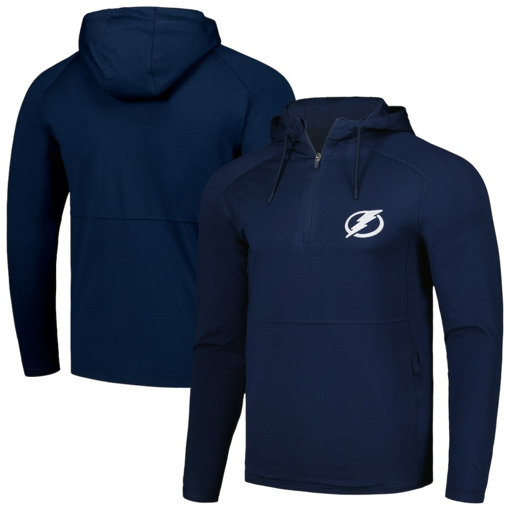 Tampa Bay Lightning Antigua Spikes Raglan Quarter-Zip Hoodie - Heather Navy - NHL