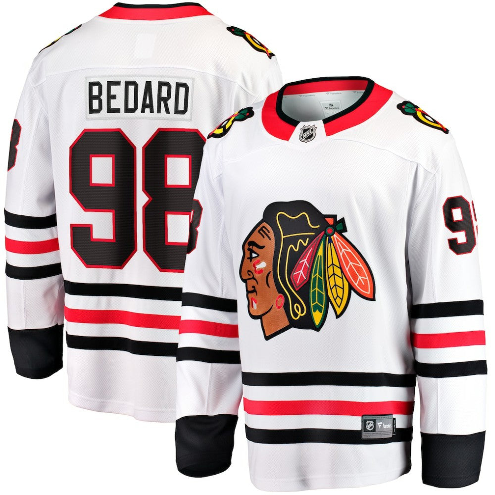 Connor Bedard Chicago Blackhawks Fanatics Away Breakaway Player Jersey - White - NHL