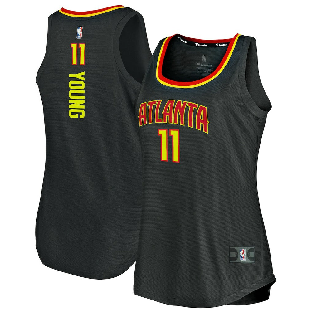 Trae Young Atlanta Hawks Women's Fast Break Tank Jersey Icon Edition Black - NBA