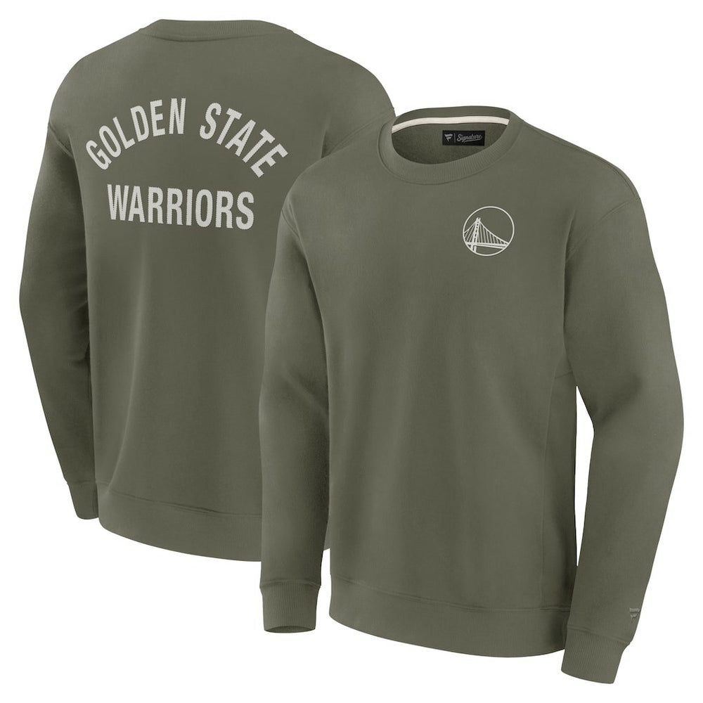 Golden State Warriors Unisex Elements Super Soft Fleece Pullover Sweatshirt Olive - NBA