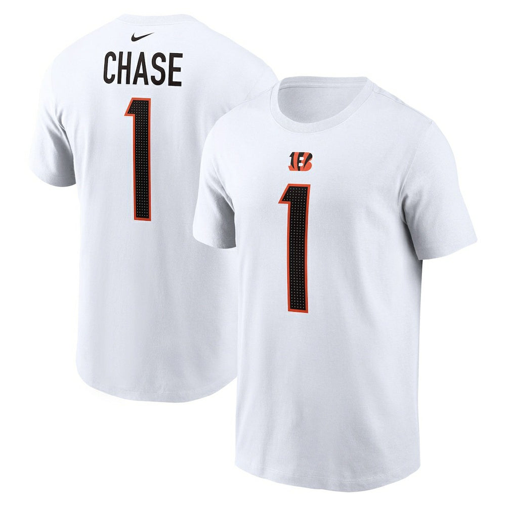 Ja'Marr Chase Cincinnati Bengals Player Name & Number T-Shirt White | Nike for Sale