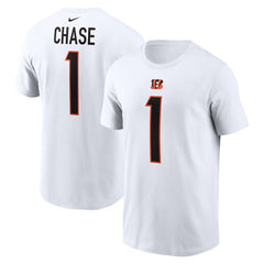 Ja'Marr Chase Cincinnati Bengals Player Name & Number T-Shirt White | Nike for Sale